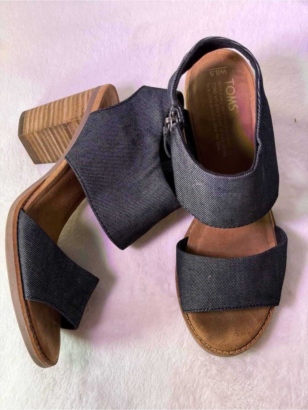 Toms Cream Two-Band Block Heel Sandal - Picture 7 of 12